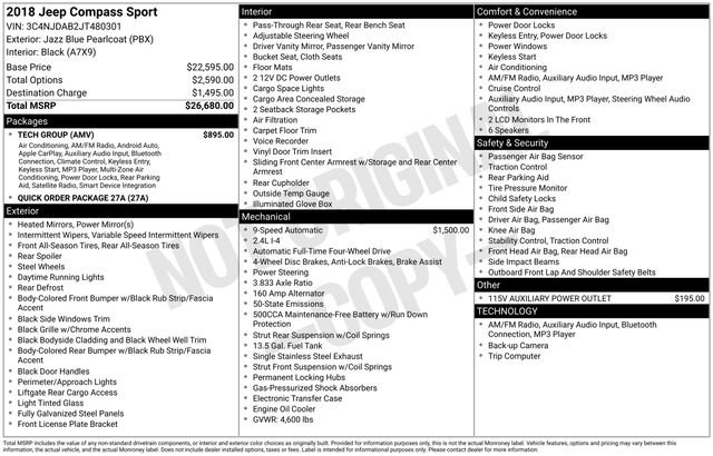 Used 2018 Jeep Compass Sport w/ Tech Group image 34