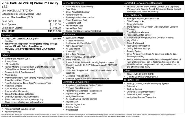 New 2026 Cadillac Vistiq Premium Luxury w/ LPO, Floor Liner Package image 18