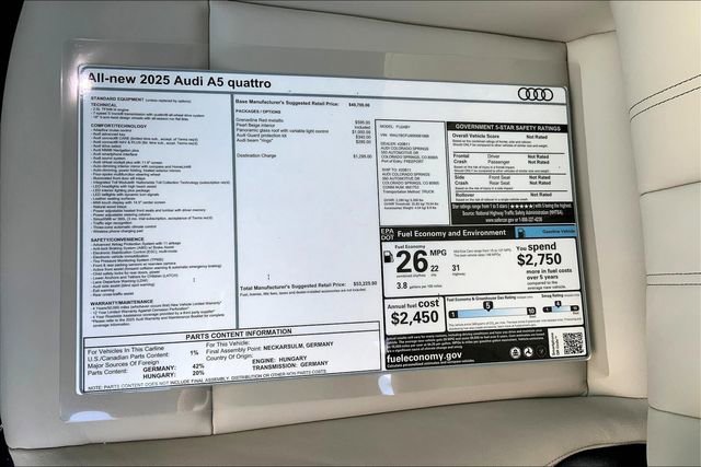 New 2025 Audi A5 2.0T Premium image 13