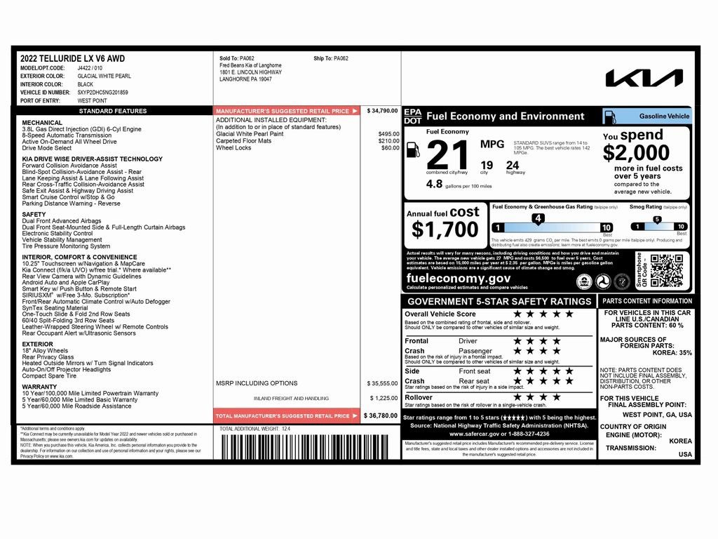Used 2022 Kia Telluride LX image 2