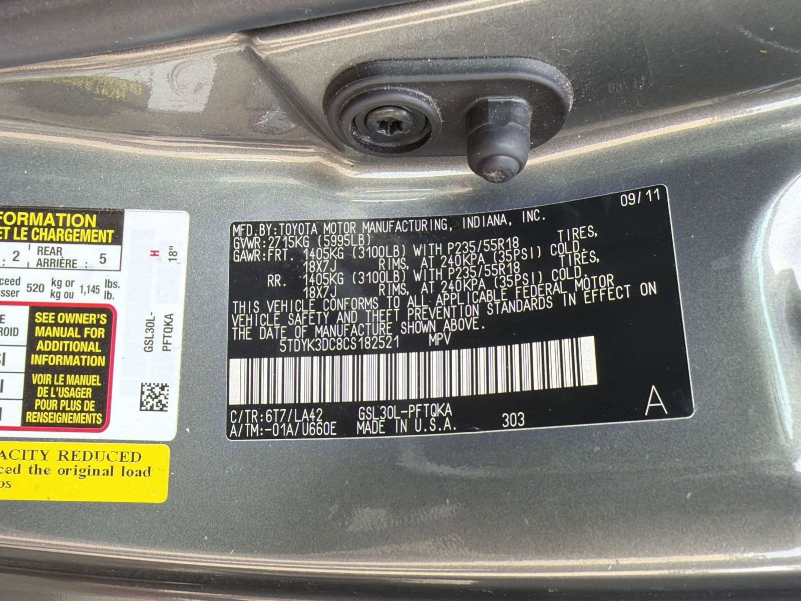 Used 2012 Toyota Sienna Limited w/ Premium Pkg image 20