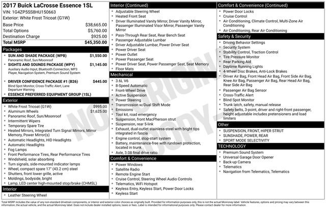 Used 2017 Buick LaCrosse Essence w/ Sun and Shade Package image 34
