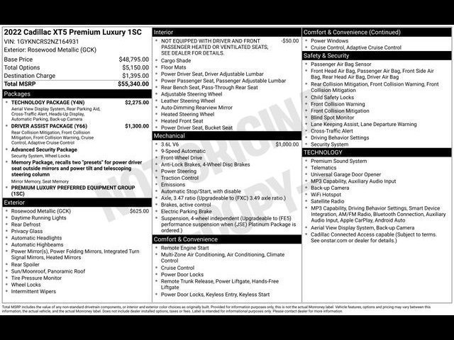 Certified 2022 Cadillac XT5 Premium Luxury w/ Technology Package FWD image 12