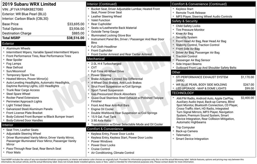 Used 2019 Subaru WRX Limited image 27