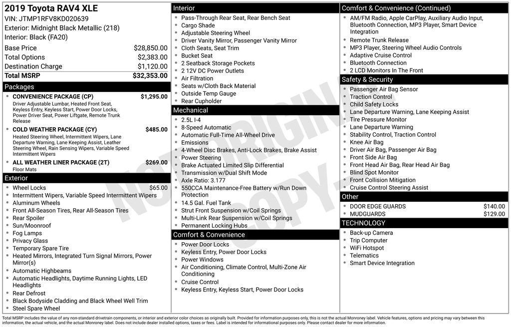 Used 2019 Toyota RAV4 XLE w/ Convenience Package image 32