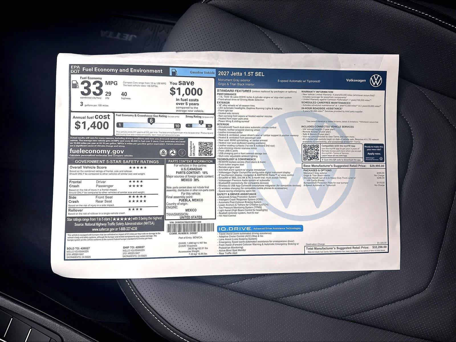 New 2027 Volkswagen Jetta SEL FWD image 14
