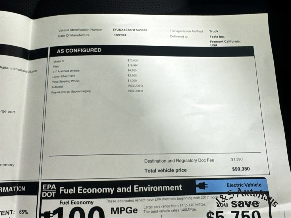 Used 2024 Tesla Model S Plaid AWD/4WD image 44