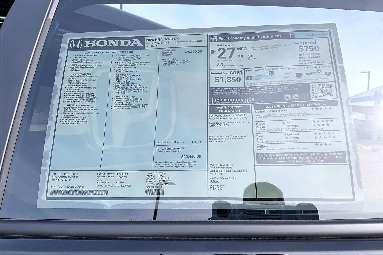 New 2026 Honda HR-V LX image 22