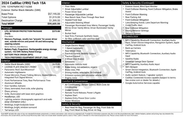 Certified 2024 Cadillac Lyriq Tech RWD image 5
