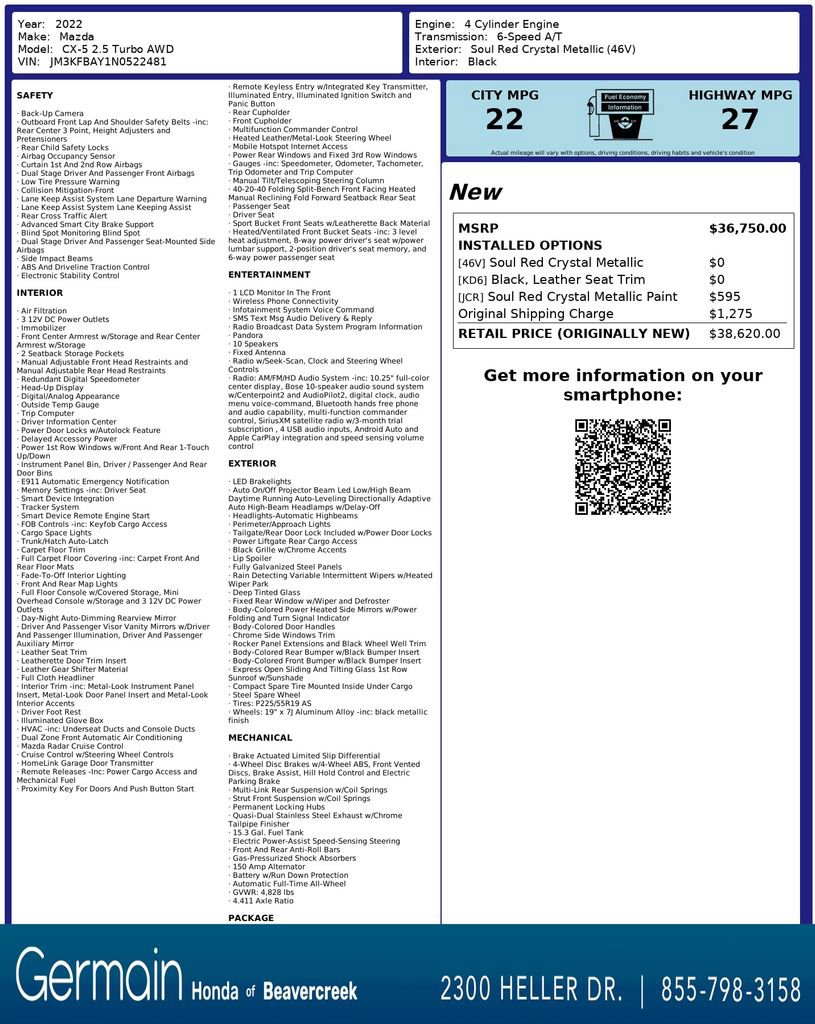 Used 2022 MAZDA CX-5 AWD 2.5 Turbo image 32