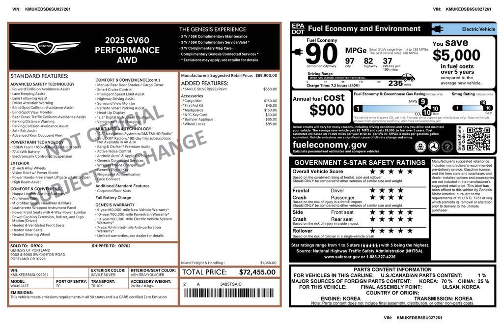 Used 2025 Genesis GV60 Performance image 4