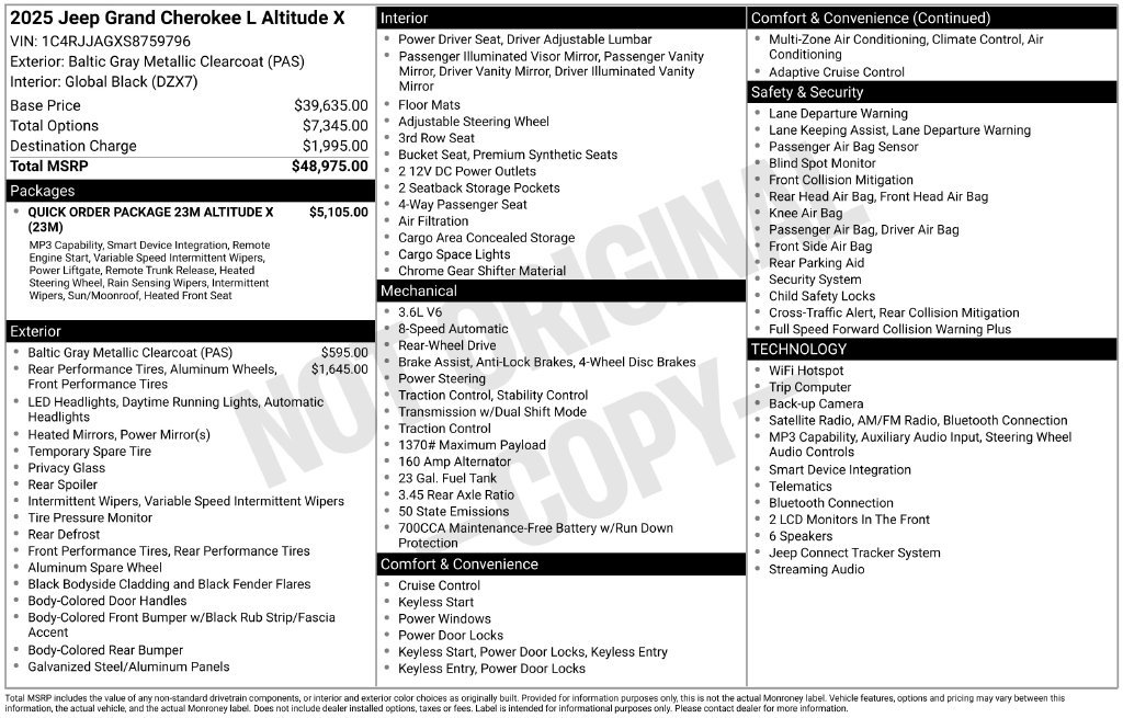 Certified 2025 Jeep Grand Cherokee L Altitude RWD image 9