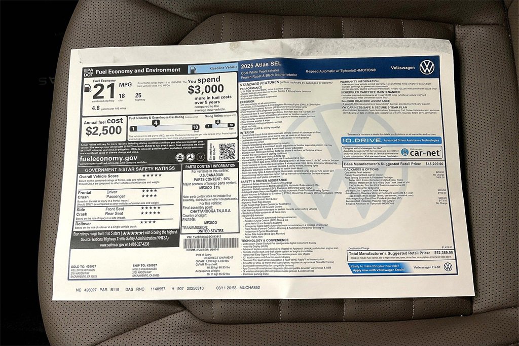 New 2025 Volkswagen Atlas SEL image 38