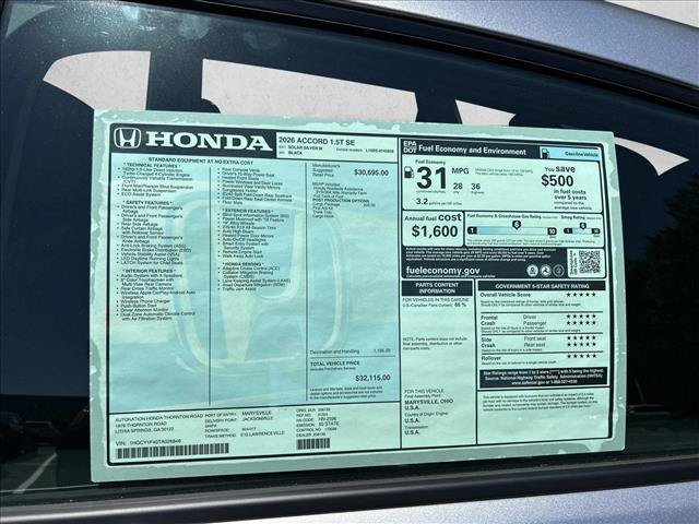 New 2026 Honda Accord SE image 17