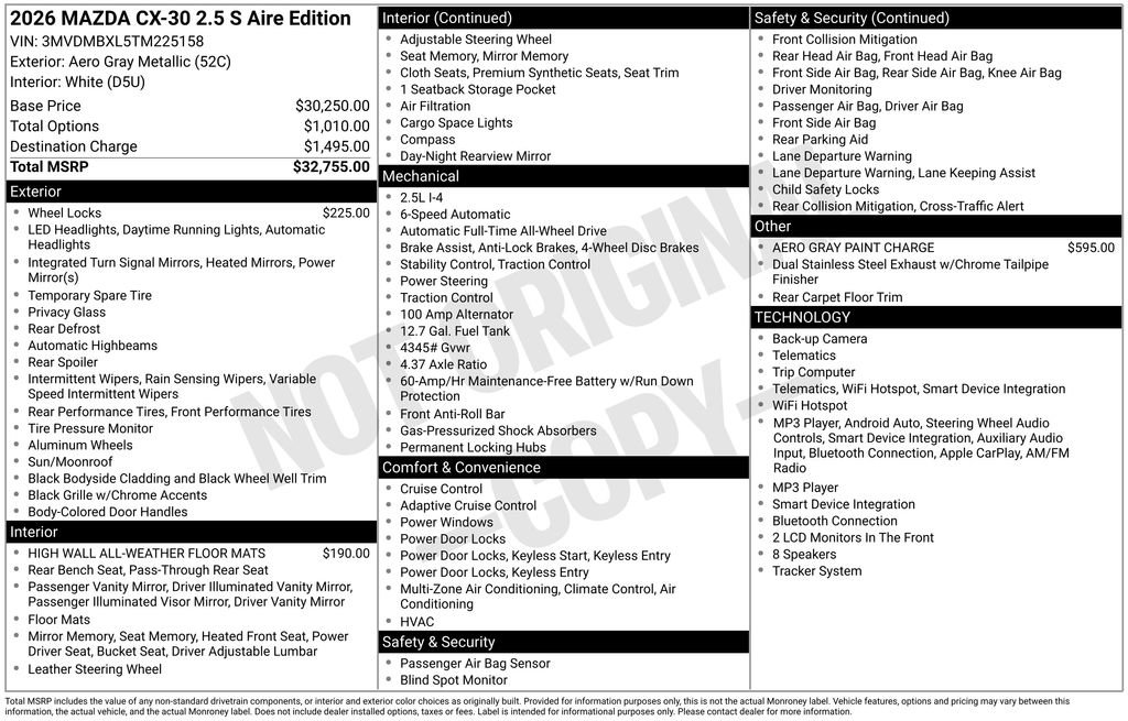 New 2026 MAZDA CX-30 Aire Edition AWD/4WD image 7