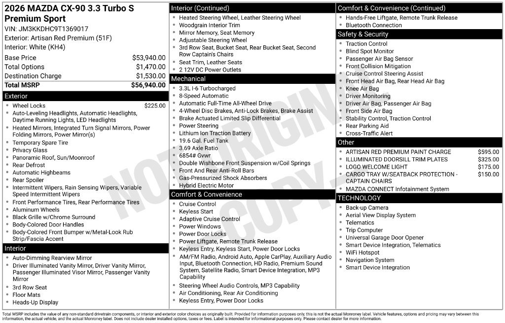 New 2026 MAZDA CX-90 3.3 Turbo S w/ Premium Package AWD/4WD image 4