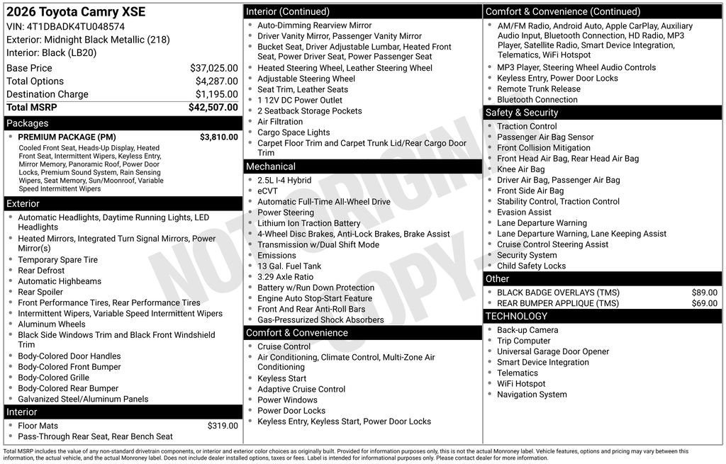 Used 2026 Toyota Camry XSE w/ Premium Package image 30