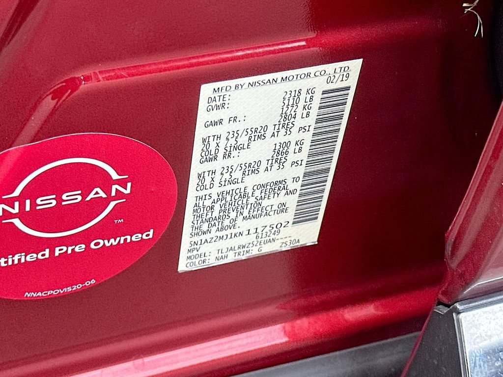Used 2019 Nissan Murano SL w/ Cargo Package FWD image 32