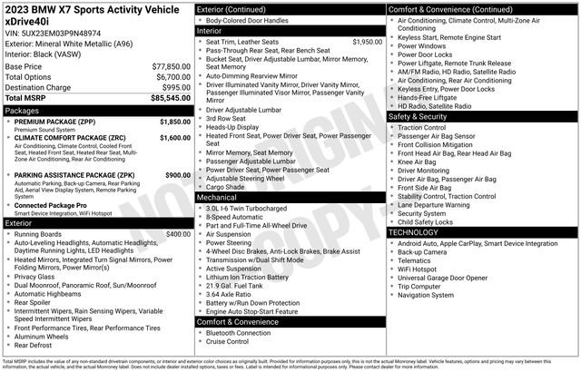 Used 2023 BMW X7 xDrive40i w/ Premium Package image 46