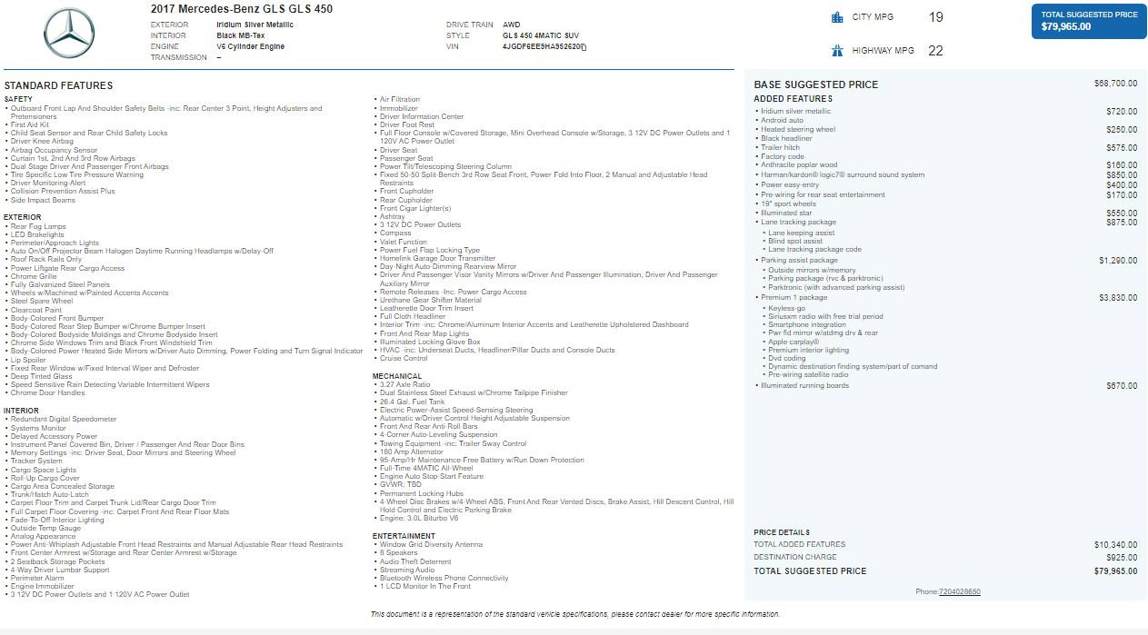 Used 2017 Mercedes-Benz GLS 450 4MATIC w/ Premium Package image 2