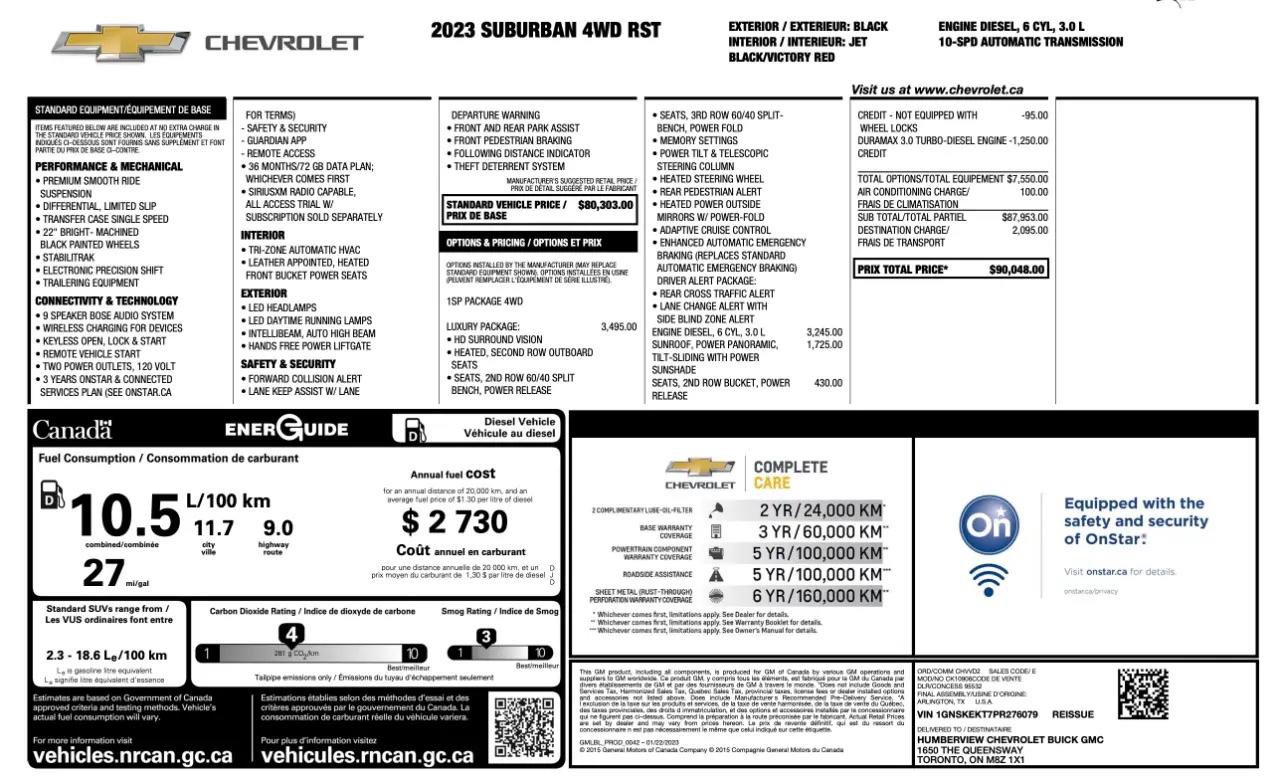Used 2023 Chevrolet Suburban RST w/ Luxury Package AWD/4WD image 9