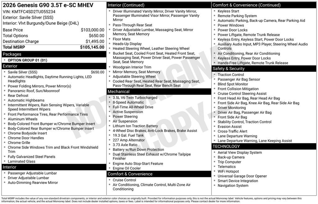 New 2026 Genesis G90 3.5T image 4