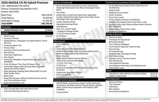 Certified 2026 MAZDA CX-50 AWD 2.5 Hybrid w/ Cargo Package image 5