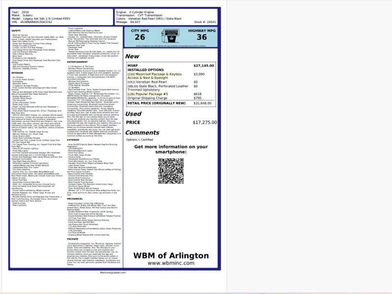 Used 2016 Subaru Legacy 2.5i Limited image 2