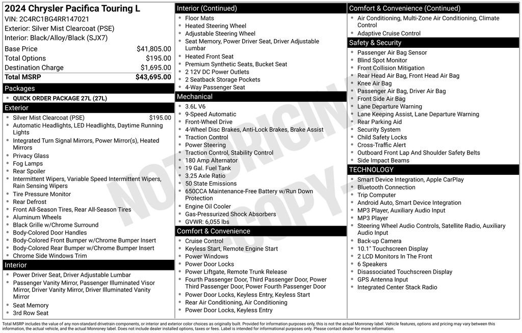 Used 2024 Chrysler Pacifica Touring-L FWD image 6