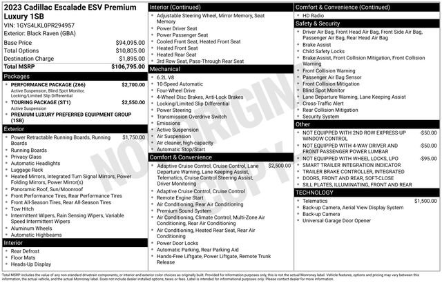 Certified 2023 Cadillac Escalade ESV Premium Luxury w/ Performance Package AWD/4WD image 6