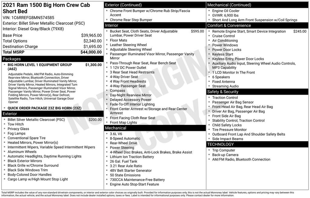 Used 2021 RAM 1500 Big Horn RWD image 5