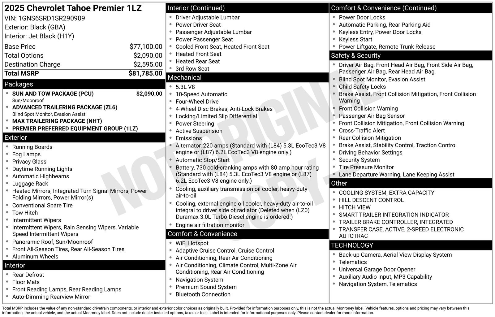 Used 2025 Chevrolet Tahoe Premier w/ Sun And Tow Package AWD/4WD image 46