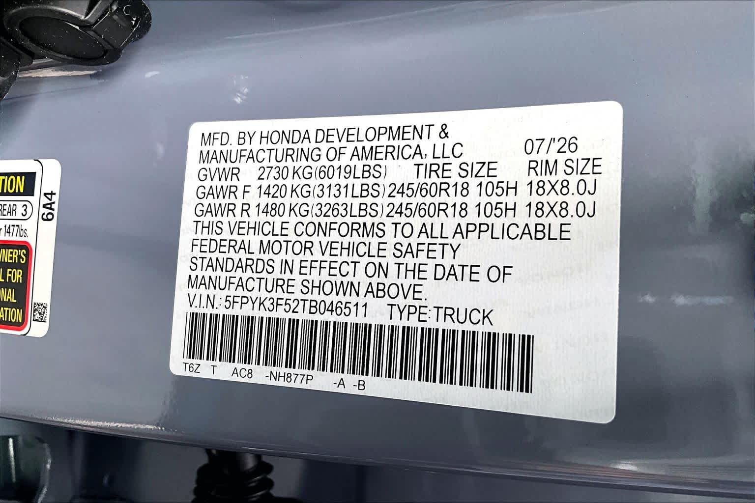 New 2026 Honda Ridgeline RTL image 18