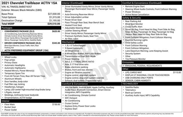 Used 2021 Chevrolet TrailBlazer ACTIV w/ Convenience Package image 2