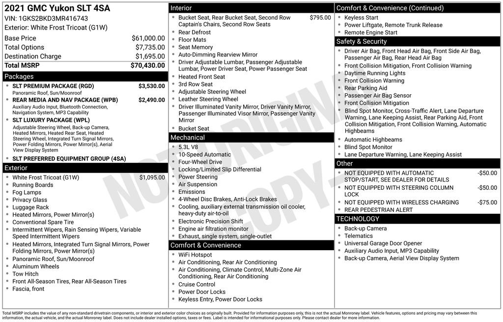 Used 2021 GMC Yukon SLT w/ SLT Premium Package AWD/4WD image 22