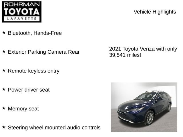 Used 2021 Toyota Venza XLE w/ Activity Package (TMS) image 7