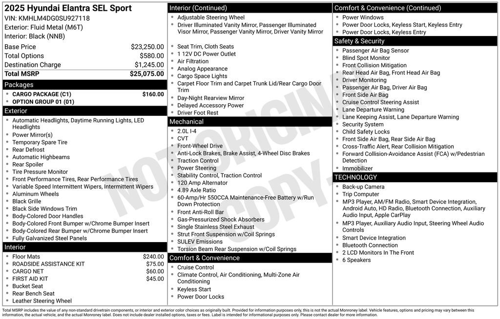Used 2025 Hyundai Elantra Sport w/ Cargo Package FWD image 23