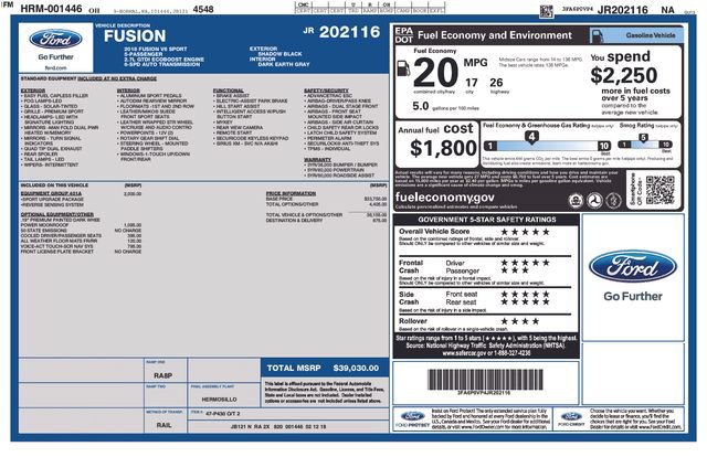 Used 2018 Ford Fusion Sport w/ Equipment Group 401A AWD/4WD image 34