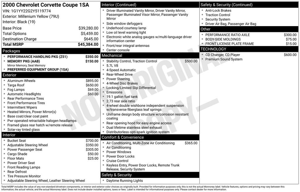 Used 2000 Chevrolet Corvette Coupe w/ Performance Handling Pkg RWD image 7