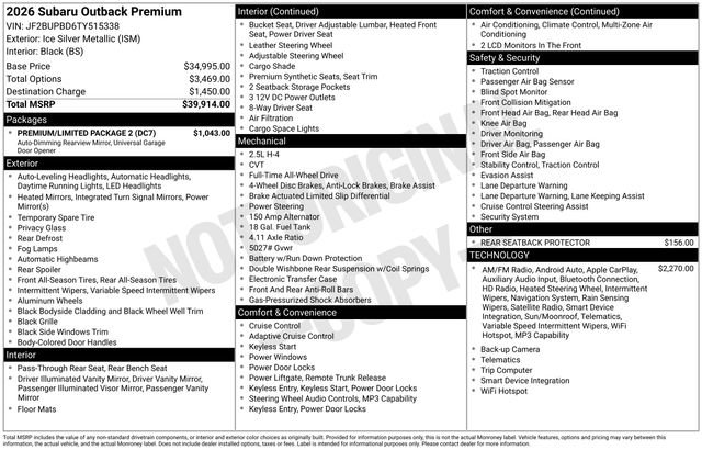 New 2026 Subaru Outback Premium w/ Premium/Limited Package 2 AWD/4WD image 5