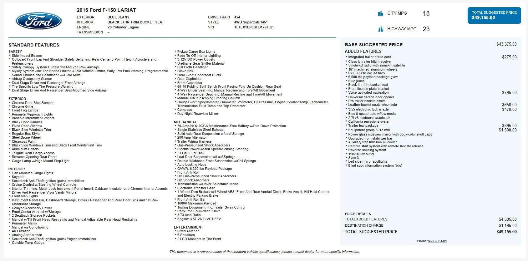 Used 2016 Ford F150 Lariat w/ Equipment Group 501A Mid image 21