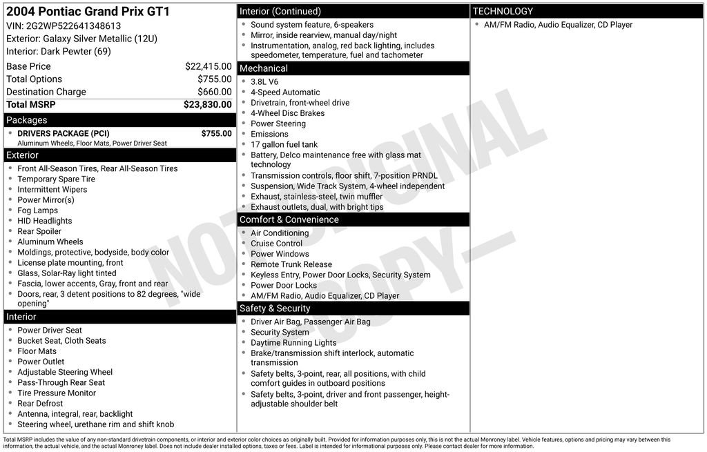 Used 2004 Pontiac Grand Prix GT w/ Drivers Package FWD image 39