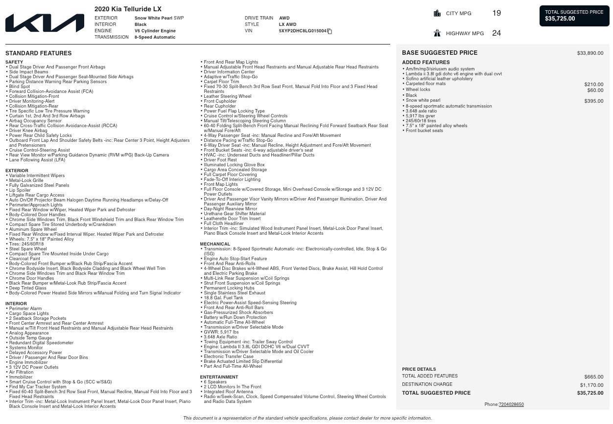 Used 2020 Kia Telluride LX image 2