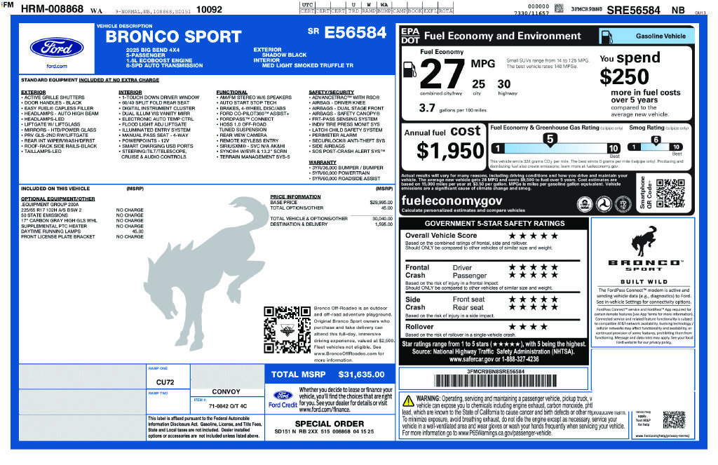 Used 2025 Ford Bronco Sport Big Bend AWD/4WD image 18