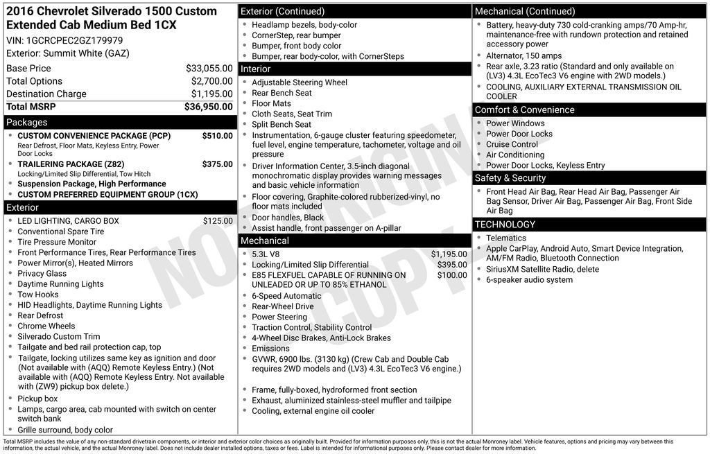 Used 2016 Chevrolet Silverado 1500 Custom w/ Custom Convenience Package RWD image 6