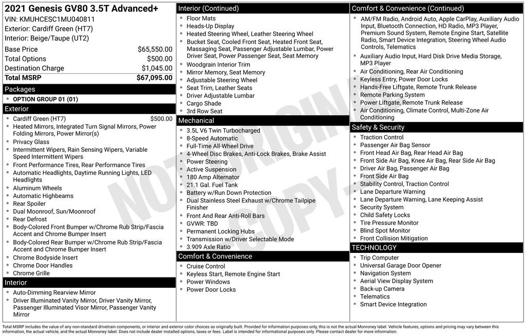 Used 2021 Genesis GV80 3.5T Advanced + image 34