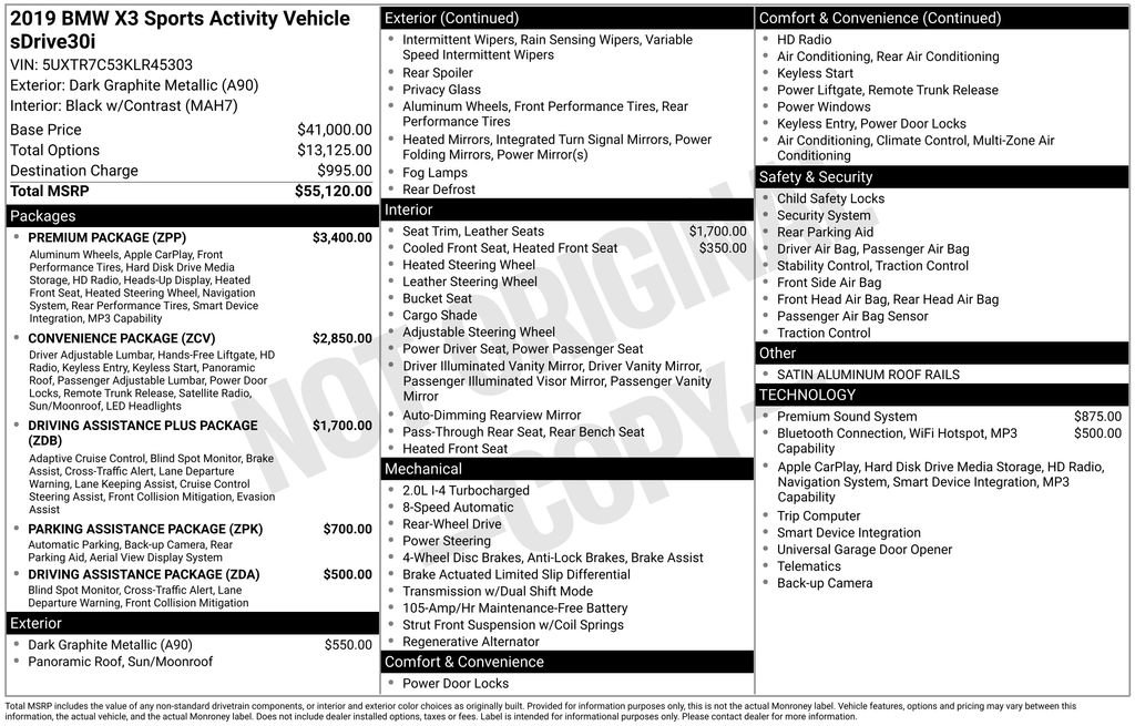 Used 2019 BMW X3 sDrive30i w/ Premium Package image 5
