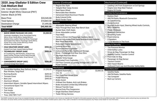 Used 2020 Jeep Gladiator Sport w/ Quick Order Package 24S image 4