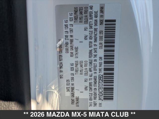 New 2026 MAZDA MX-5 Miata Club RWD image 12