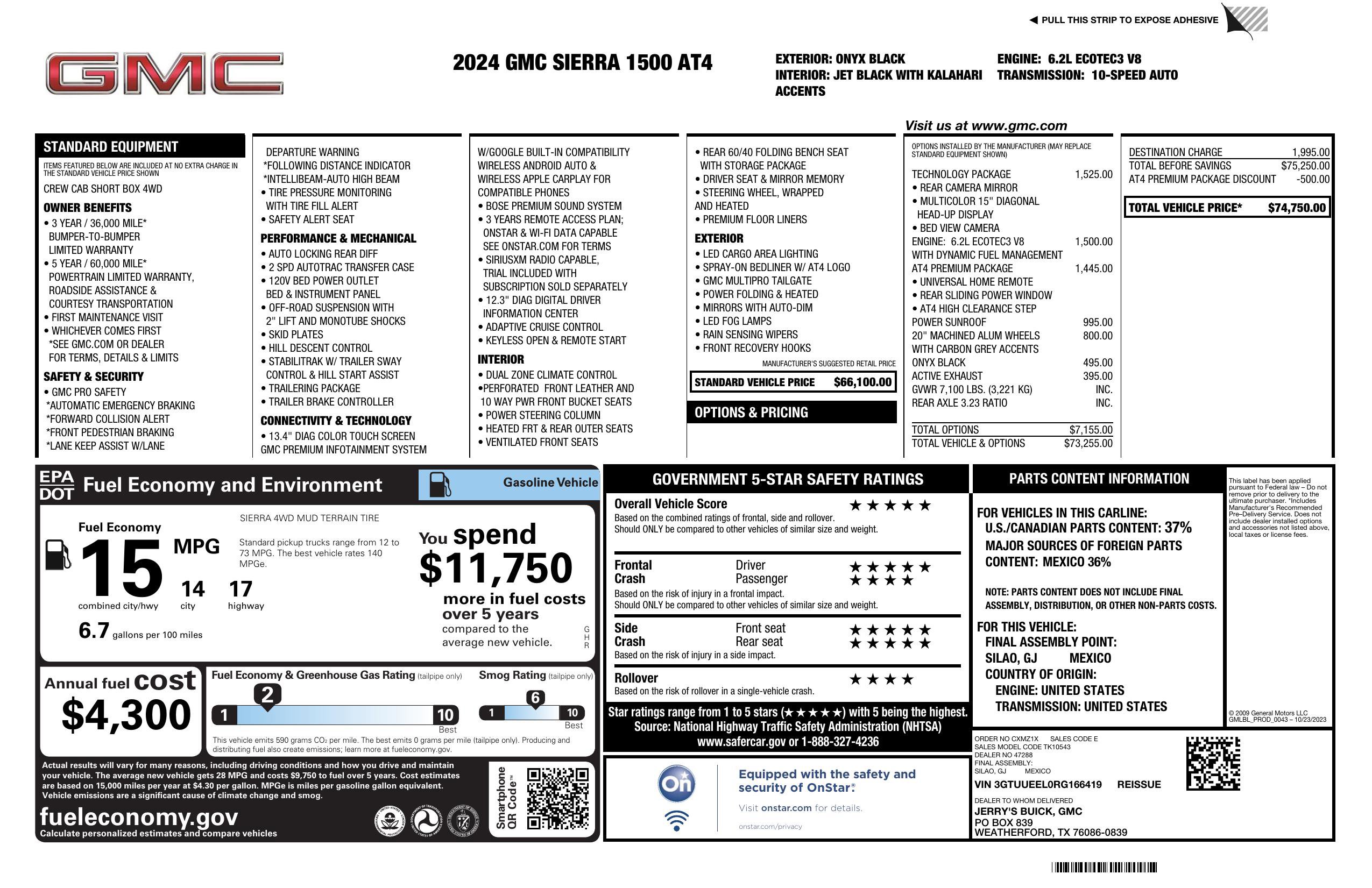 Used 2024 GMC Sierra 1500 AT4 w/ Technology Package image 3